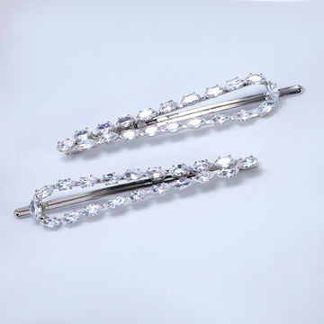 Set Of 2 Silver Spark Barrette Bridal Hair Clip, Bridesmaid Gift, Wedding Hair Accessory.